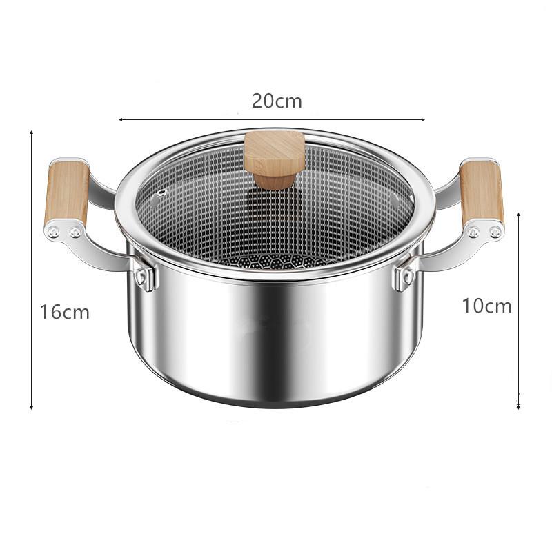 316L Stainless Steel Soup Pot Wok Honeycomb Non-stick Pot with Lid Home Hot Pot Induction Cooker Gas Stove Universal Frying Pan