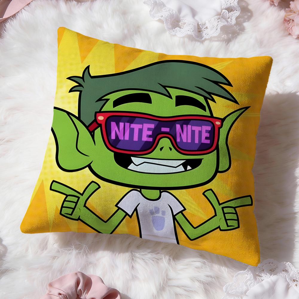 anime Teen Titans Go Cushion Cover Premium Comfort Reversible Pillow Cove -Two in One Design for Any Room & Car Interior