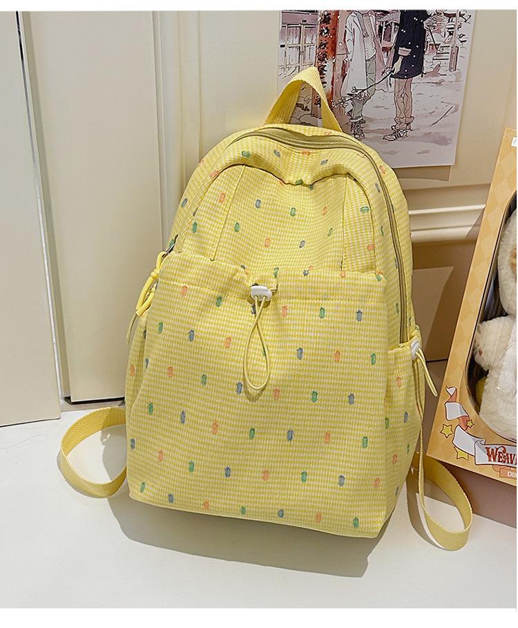 

School bag Korean ins spotted plaid foreign style backpack high value student class light school bag fresh and sweet backpack