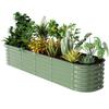 Raised Garden Bed Kit 8×2×1.4 FT Light Green Magnesium-Aluminum-Zinc Stainless Steel Metal Planter Box for Outdoor Plants Veget