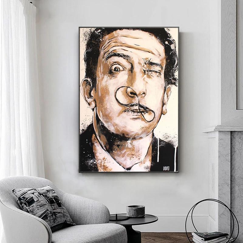 Abstraktní graffiti Dali Art Obrazy na plátně Portrét na obličej Plakát a tisk Nástěnné obrazy do obývacího pokoje Nástěnná dekorace Cuadros