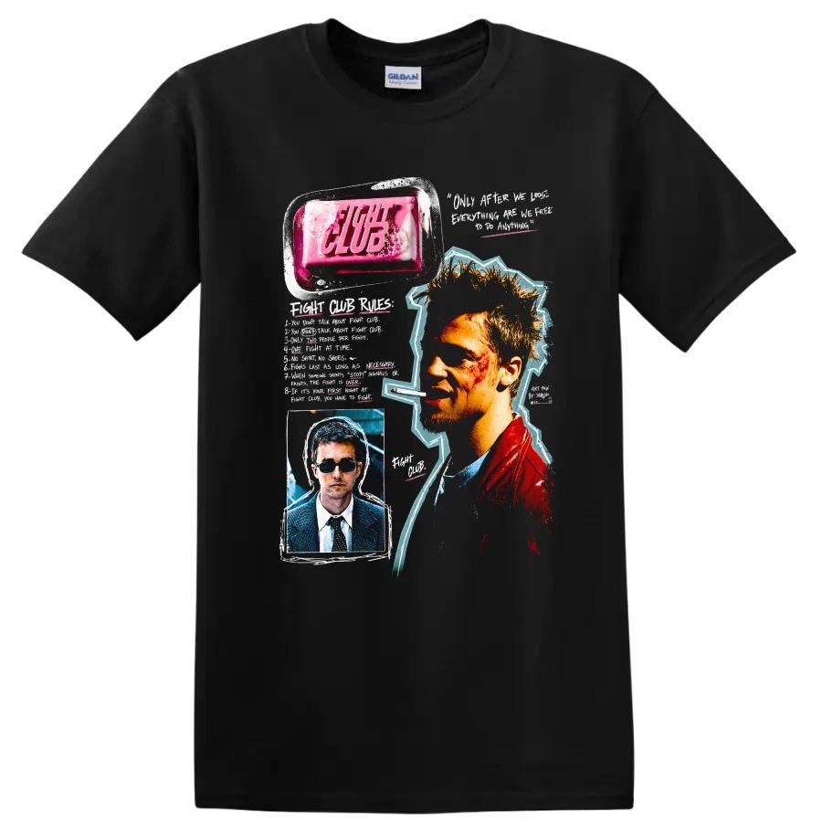 Fight Club Graphic T Shirt Vintage Style Movie Quotes Tee Retro Fashion