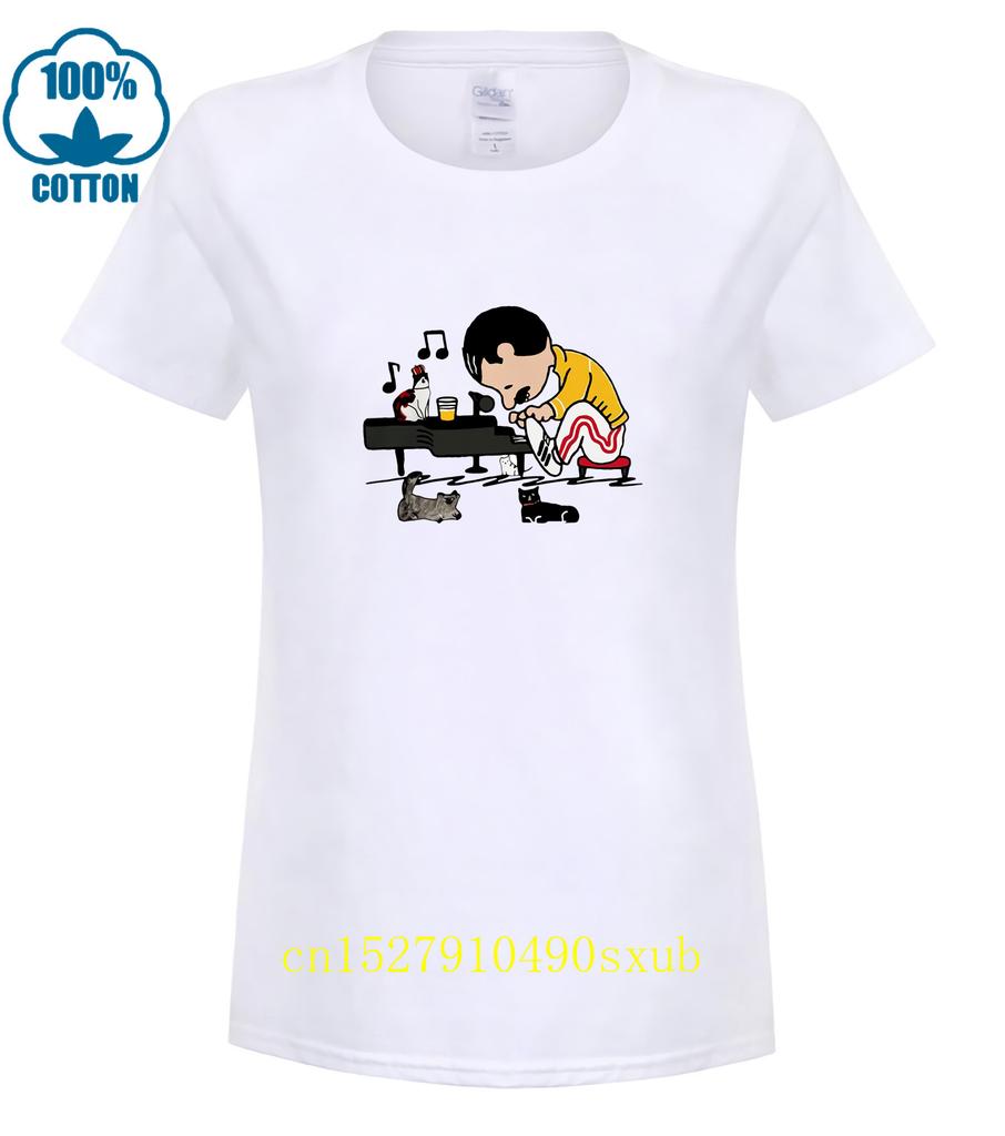 hot man t-shirt Freddie Mercury playing piano with cat shirt woman shirt