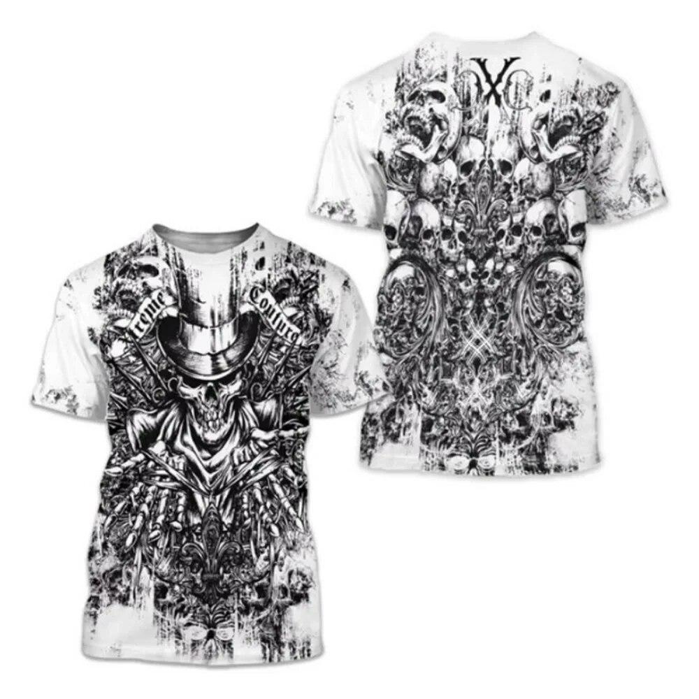 Archaic By Affliction Colisson Men's T-Shirt Vintage 3D Graphic Print T Shirt Short Sleeve Tee Streetwear Oversized Clothing Top