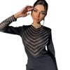 European & American Women's Fashion Hot Drilling Hollow Slim Long-Sleeve Hip-Wrap Dress