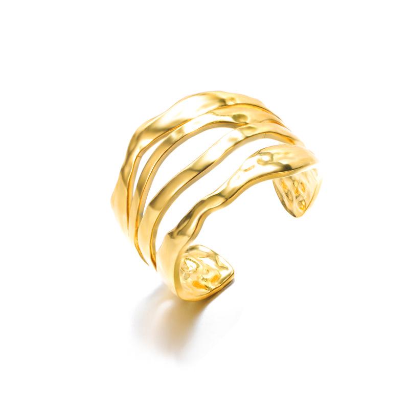 Unisex Retro 18k Gold Stainless Steel Open Cross Ring