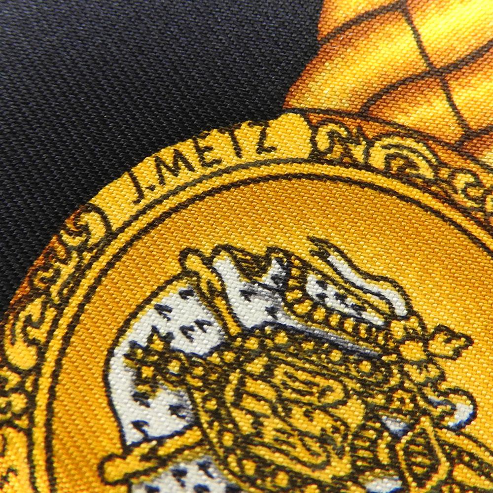 Used HERMES scarf Calle 90 silk black black LES TAMBOURS