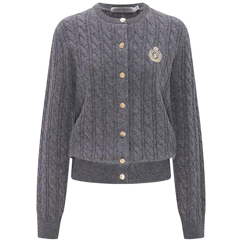 

GIOVANNI VALENTINO Women s Round Neck 100% Wool Knit Cardigan XL