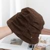 Retro pleated suede bucket hat women's spring and autumn new versatile face small bucket hat literary temperament basin hat