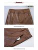 Women's High Waist Sheepskin Straight Leg Leather Pants - Slimming Nine-Point Wide Leg (Autumn/Winter 2025 Collection)