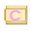 Vintage Y2K Pink 26 English Letters Gold Color Italian Charm Links Fit 9MM Bracelet Stainless Steel Making DIY Christmas Gifts