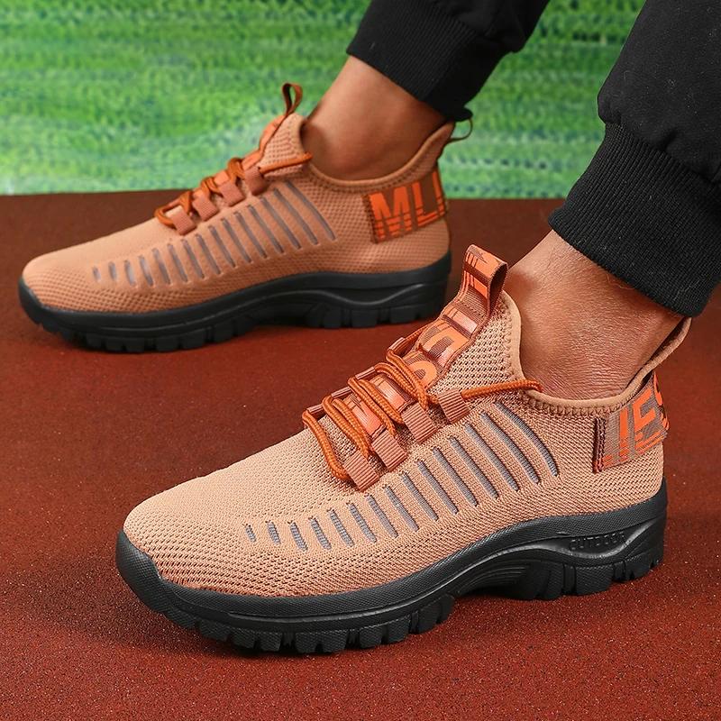 Summer Mesh Men's Shoes Lightweight Fashionable Casual Sports Walking Shoes  Breathable Men's Trendy Anti Slip Tennis Shoes