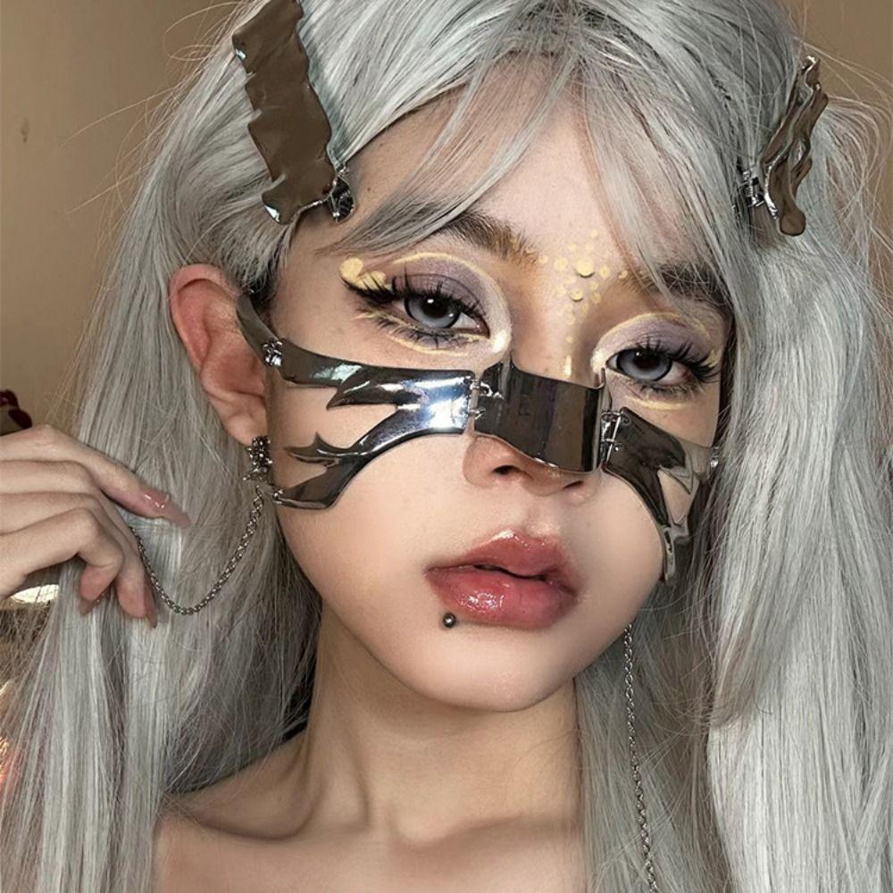Maske Cosplay Gothic Maske Nase Mechanisch Unregelmäßig Metall Gesicht Tragen Feiertags Party Dekor