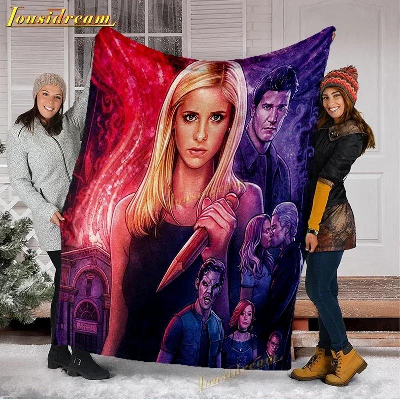 Coperta Buffy Flanella Vampire Slayer TV Flanella Morbida Coperte Portatili Calde Plaid per Biancheria da Letto Viaggio