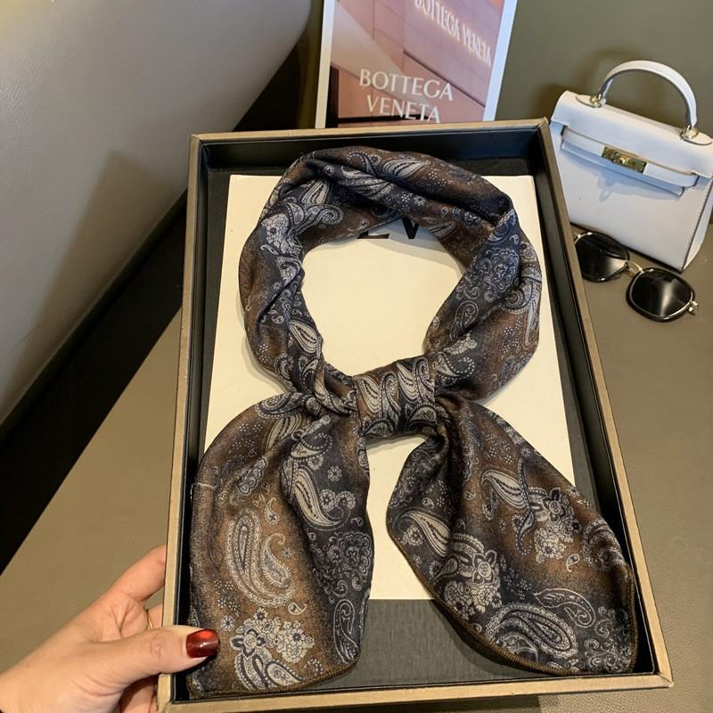 70cm Striped Paisley Square Scarf Women Lightweight Accessory Fashionable Neck Head Wrap