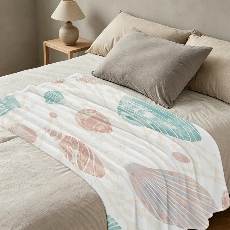 Shell Series Flannel Blanket – Soft Cozy Plush Couch Throw, Warm Home Decor, Ideal for Halloween & Christmas, Relaxing Comfort for Everyday Home Use