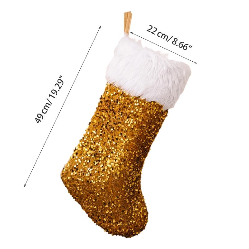 Sparkling Sequin Xmas Sock Sack Gift Bag for Tree Decoration Christmas Ornament
