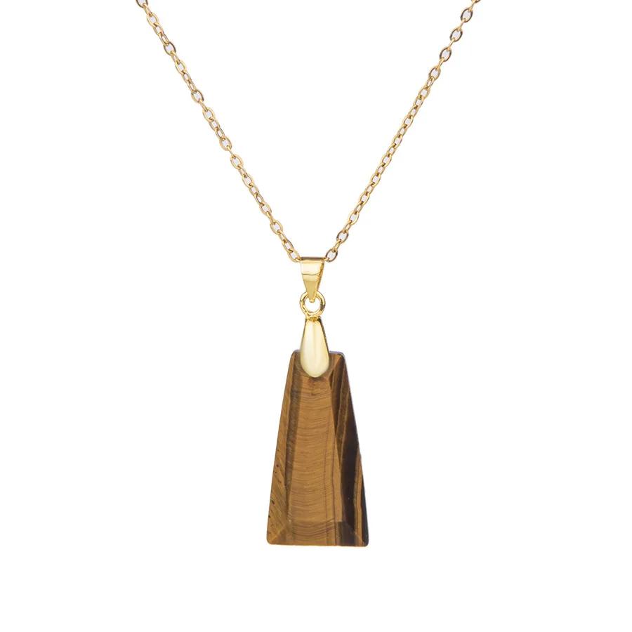 Natural Stone Pendant Jewelry Making DIY Necklace Earrings Accessories Gift Trapezoid Shape Safe Luck Tag Natural Stone Necklace