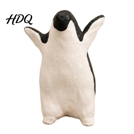 Housewarming Present Ideas Cute Penguin Figurine Nordic Style Small Animal Statue Whimsical Fine Craftsmanship Tabletop Figurine Desk Shelf