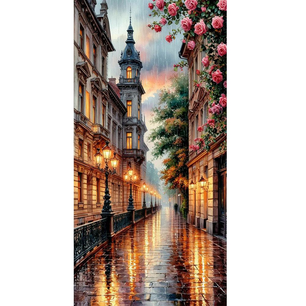 Diy Large Size Beautiful Street Scenery Diamond Painting Art Kits 5D Full Diamond Mosaic Embroidery Rhinestone Picture Wall Decor J3990