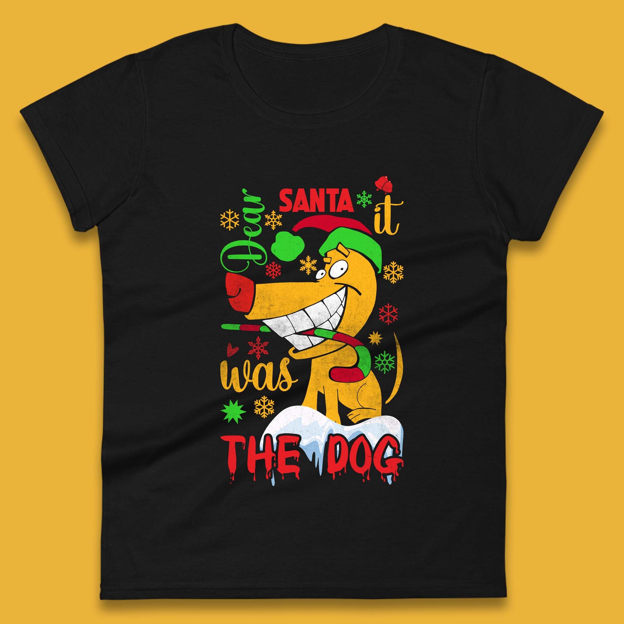 Dear Santa It Was The Dog Christmas Dog Womens T Shirt Mens Tops Tees Unisex 2XL