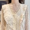 Mokana Women's Sweet Elegant Floral Long-Sleeve Blouse
