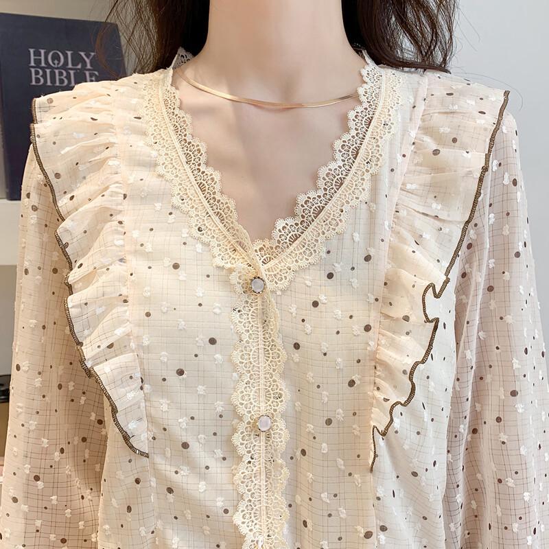 Mokana Women's Sweet Elegant Floral Long-Sleeve Blouse