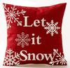Red Plaid Sofa Linen Christmas Pillow Cover Reindeer Snowflake Home Cushion Cover