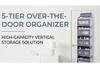 5 Tier Over The Door Organizer Large Capacity Behind Door Storage with 5 Spacious Pockets and 13 Mesh Pockets