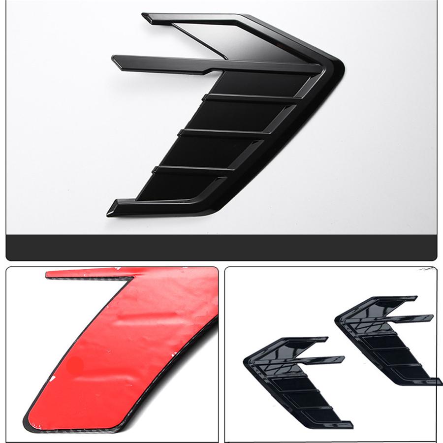 Universal 3D Glossy Black Car Side Fender Wing Air Intake Vent Trim Sticker 2Pcs