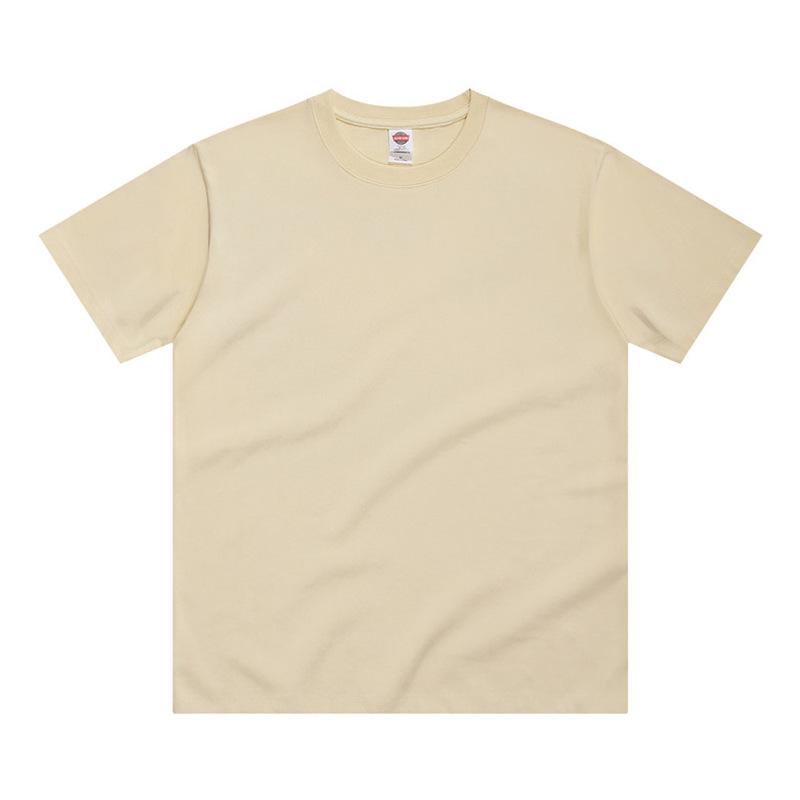 250g Pure Cotton Heavyweight Short-Sleeve Solid Color Loose T-Shirt - Niche Japanese-Style Trend