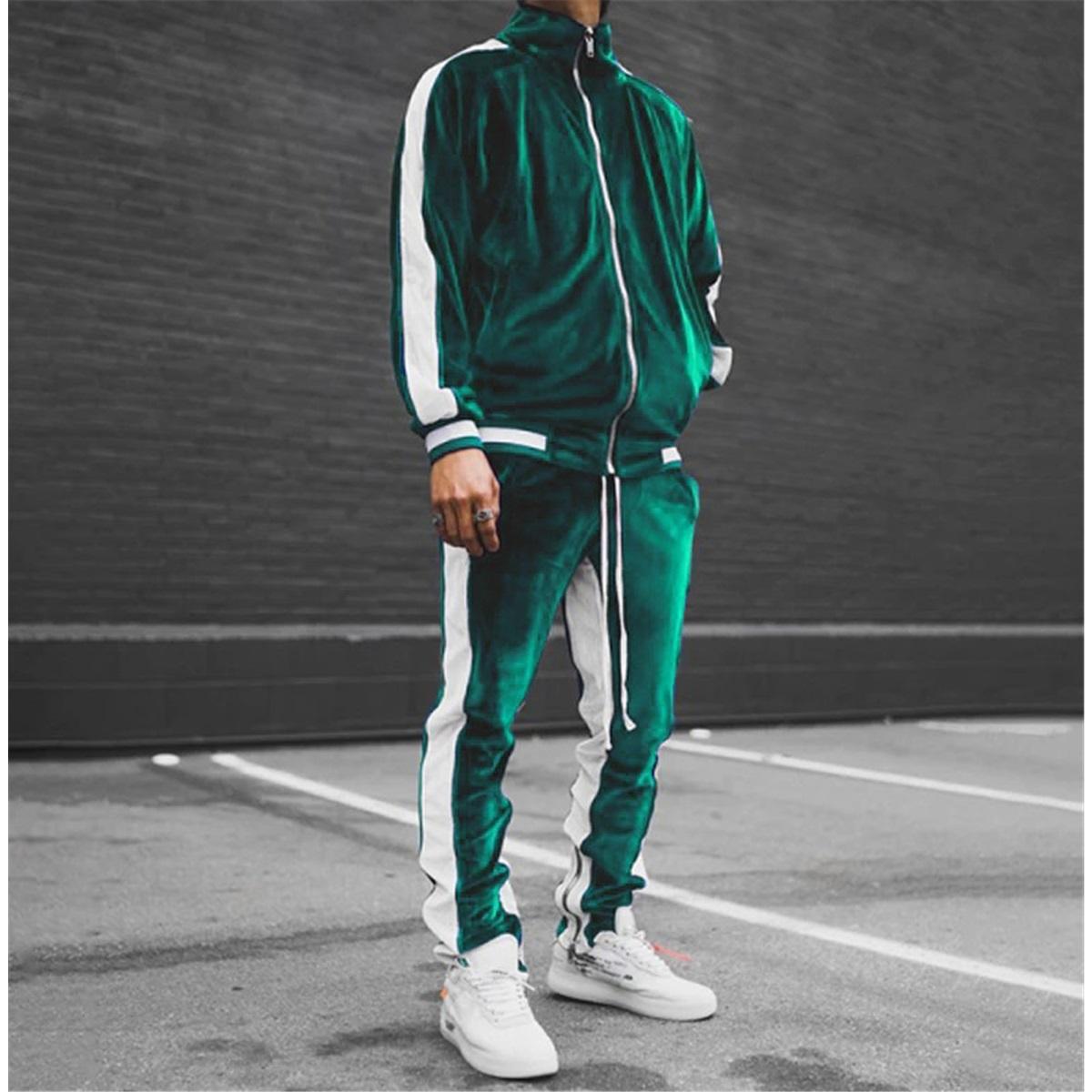Men Velvet 2 Piece Tracksuit Stand