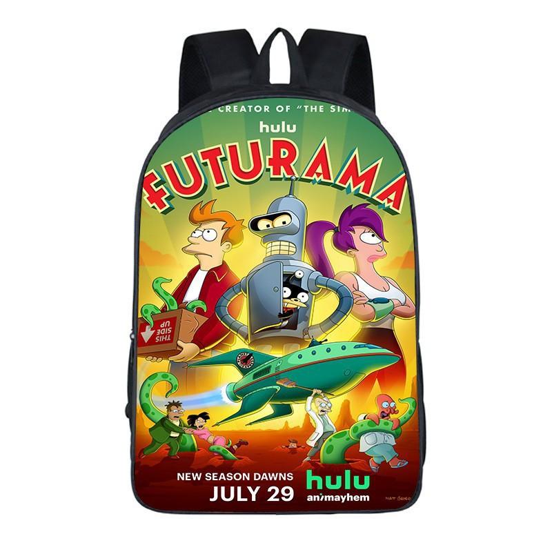 Futurama Primary And Secondary School School Bag Large Capacity Multi-Layer Multifunctional Backpack Outdoor Travel Backpack