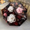 1 PC Automatic Folding Umbrella - Roses and Butterflies Pattern, Portable & Foldable Design with 8 Ribs, Christmas Birthday Gifts
