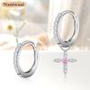 Naniwaai Earrings Ladies October Birthstone Hoop Sway 11Way Flower Woman Silver Compatible with Metal Allergies Cross Adult Accessories Present