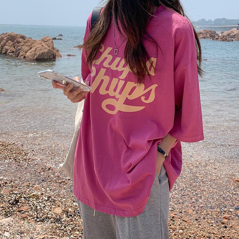 Letter Print Summer Loose Short Sleeve T-shirt Female Student Large Size Top Women's Base Shirt Women's Clothing