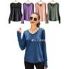 Export Women's Spring and Summer Plus Size Quick-Drying Brushed V Neck Short Sports Running Breathable Mesh Long Sleeves T-shirt 719