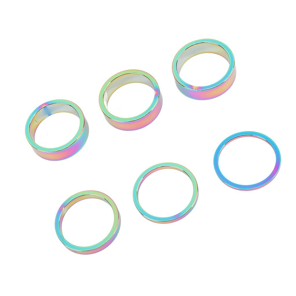 X23510 6PCS Bike Headset Spacer 28.6mm 1.1in Mountain Bike Aluminium Alloy Front Fork Spacer Washer 10mm 5mm 3mm 2mm