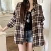 1116 New Spring and Autumn Design Plaid Shirt Jacket Women's New Loose Casual Meat Cover Medium and Long Shirt