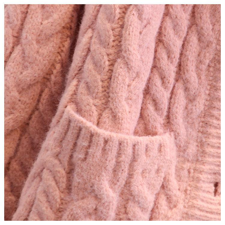 Malý čerstvý Fried Dough Twists svetrový kabát ženy podzim a zima 2023 korejská verze volné pletení svetr svetr dámské