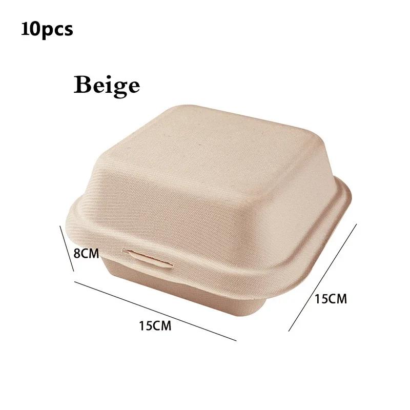 Disposable Lunchbox Bento Food Containers Baking Dessert Microwavable Burger Snack Boxes Cake Bowl Picnic Camping 10PCS