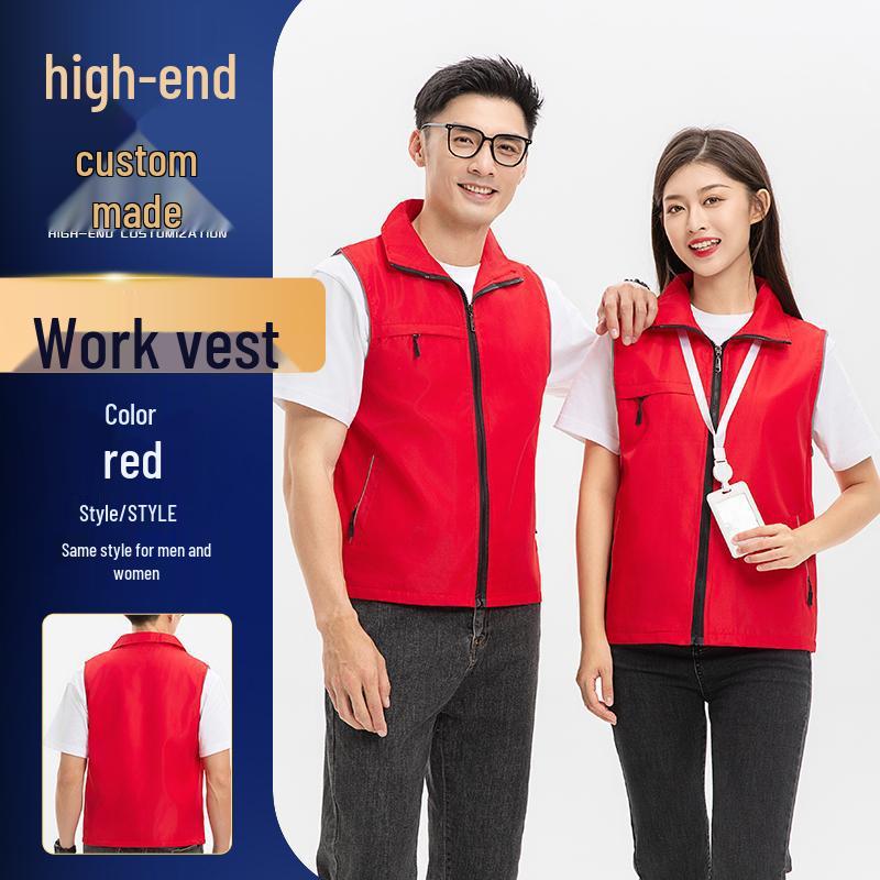 Custom Logo Multi-Pocket Durable Vest for Supermarket, Decoration, and Volunteer Workwear