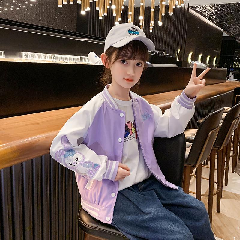 

2025 Girls Spring/Autumn Long Sleeve Princess Coat - Sweet Korean Style Jacket 170 cm фиолетовый