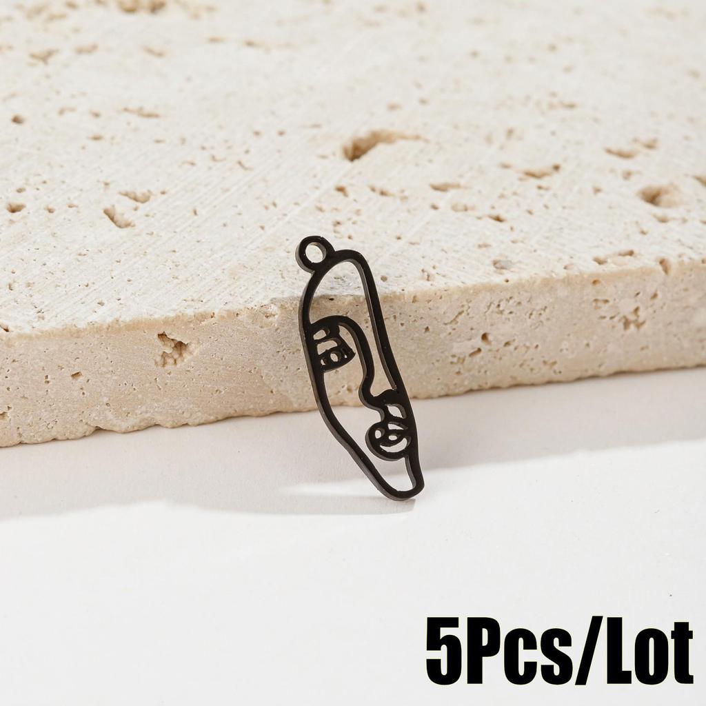 Abstract Human Face Pendant Necklace - Stainless Steel Cartoon Girl Design