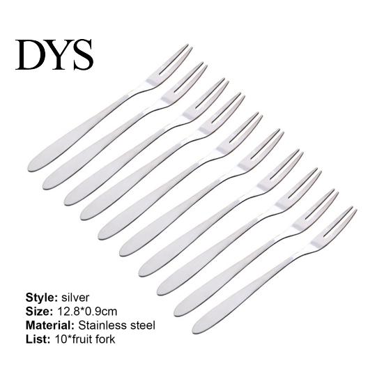 Fruits Fork 10Pcs Reusable Fruit Picks Round Tines 304 Stainless Tasting Steel 2-Tine Food Grade Dessert Kitchen Tools