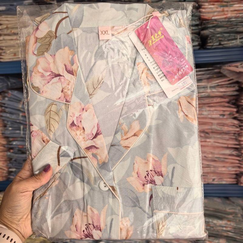 Summer Pajamas Women's Cotton Silk Short Sleeve Thin Suit K-style Homewear Cute Student Loose Plus Size Can Be Outwear
