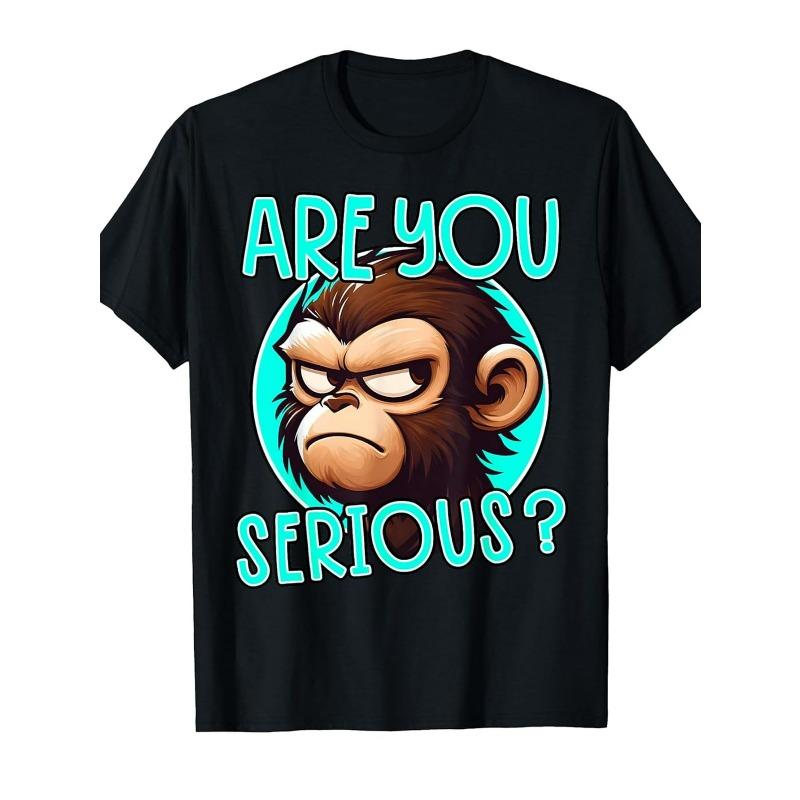 

European sizes This Humorous T-Shirt Featuring a Grumpy Monkey Meme Is Perfect for Summer. It S Machine-Washable And Has a Stylish, Smooth Feel S чорний
