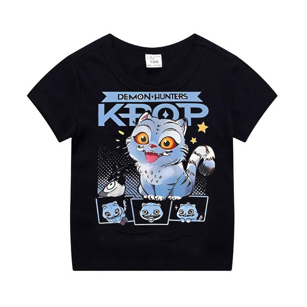 Kpop Demon Hunters Children's Clothing Short Sleeve T-shirt Cute Kpop Demon Hunters Tiger Harajuku Tshirt for Boys Girls
