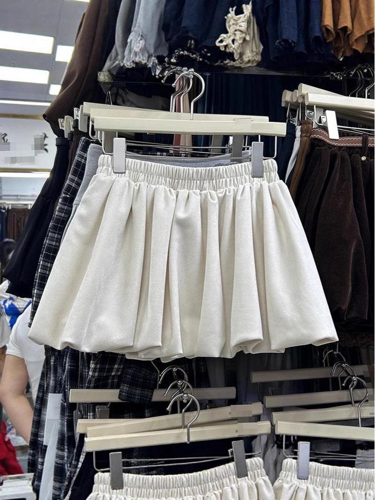 Suede Plush Flower Bud A-Line Flared Skirt for Women - Autumn/Winter New Arrival