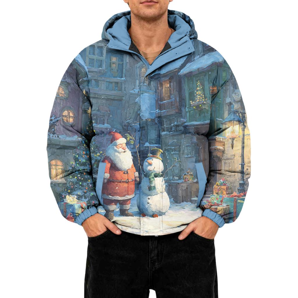 Men's Oversized Casual Down Jacket With Long Sleeves And Hood